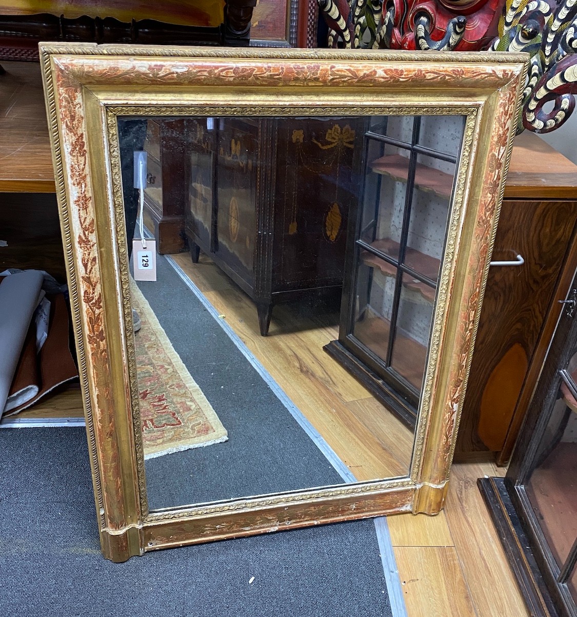 A 19th century rectangular French giltwood wall mirror, width 75cm, height 97cm